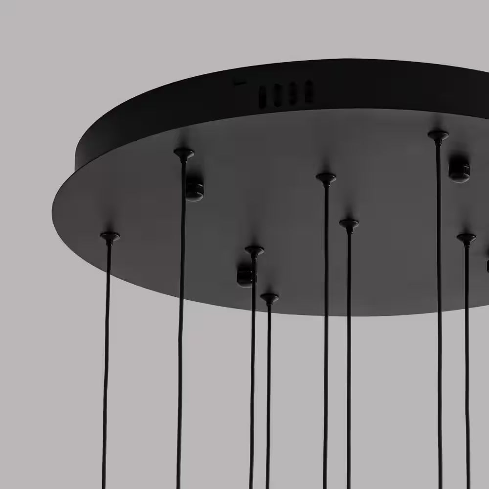10-Light Dimmable Integrated LED Black Chandelier for Foyer Entryway Lighting