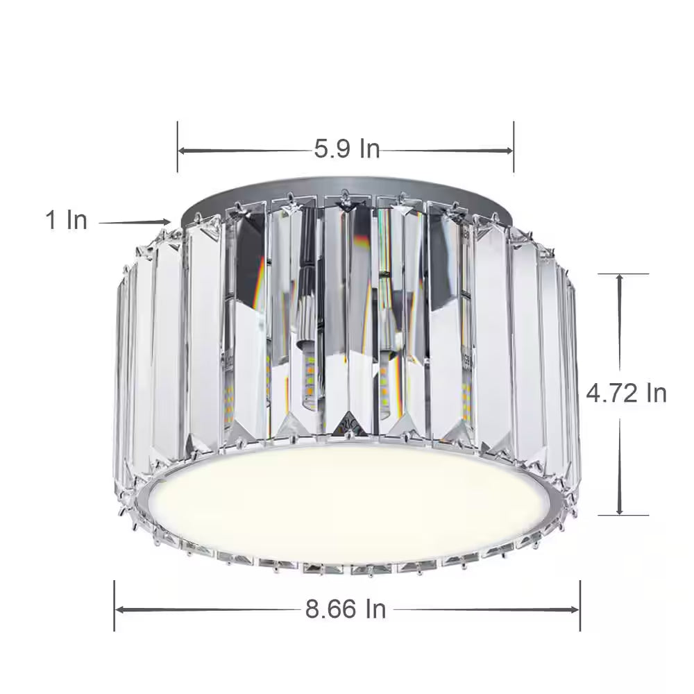 9 In. 4-Light Crystal Semi Flush Mount Chandelier