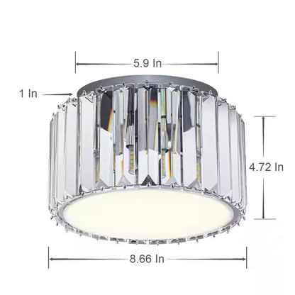 9 In. 4-Light Crystal Semi Flush Mount Chandelier