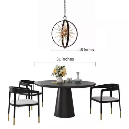 Modern Globe Chandelier Pendant Light Cali 6-Light Black & Brass round Dining Room Chandelier