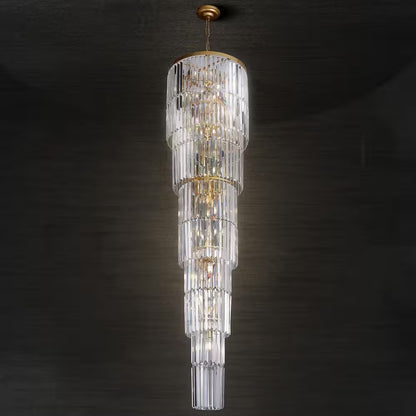Modern Chandelier 125 In. 20-Light Gold Chandelier for Staircase, Foyer, Living Room,Crystal Chandelier for High Ceiling