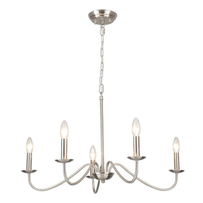 5-Light Nickel Farmhouse Chandeliers for Living Room Foyer Hallway Dining Room