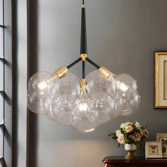 Sarah 3-Light Black Unique Sphere Modern Glass Bubble Chandelier