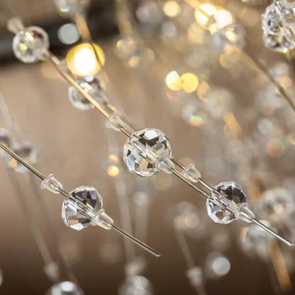 39 In. 12-Light Modern Firework Chrome Crystal Chandelier Glam round Pendant Light for Dining Room (No Bulbs Included)