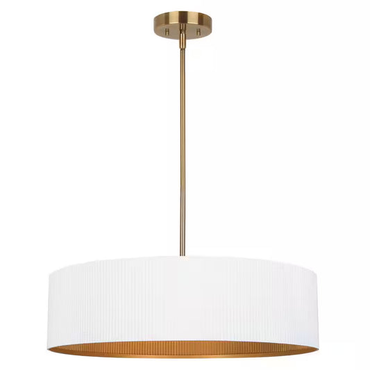 Rexton 3-Light Matte White and Gold Contemporary Chandelier for Dining Rooms and Living Rooms