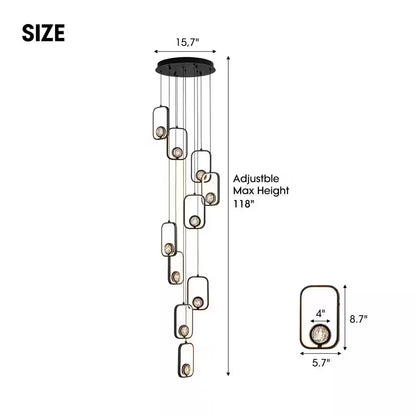 10-Light Dimmable Integrated LED Black Chandelier for Foyer Entryway Lighting