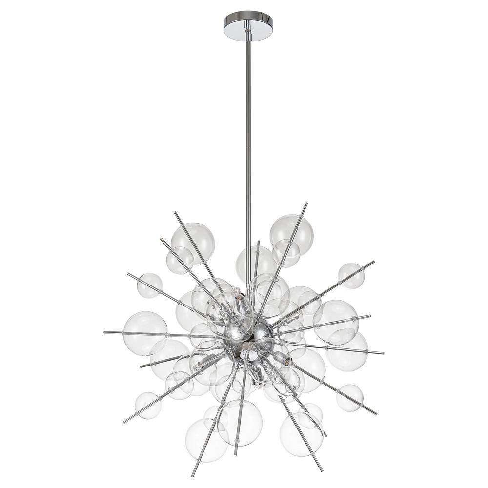Cecilia 6-Light Glam Modern Sputnik Cluster Clear Glass Globe Bubble Chandelier Starburst Pendant Island Light