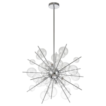 Cecilia 6-Light Glam Modern Sputnik Cluster Clear Glass Globe Bubble Chandelier Starburst Pendant Island Light