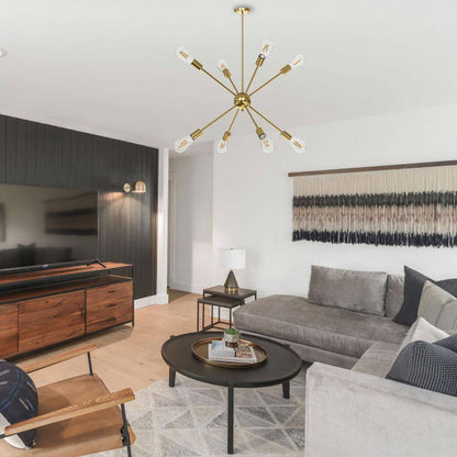 8-Light Gold Sputnik Chandeliers, Modern Ceiling Light Fixture, Farmhouse Chandelier, Kitchen Light Fixtures Pendant