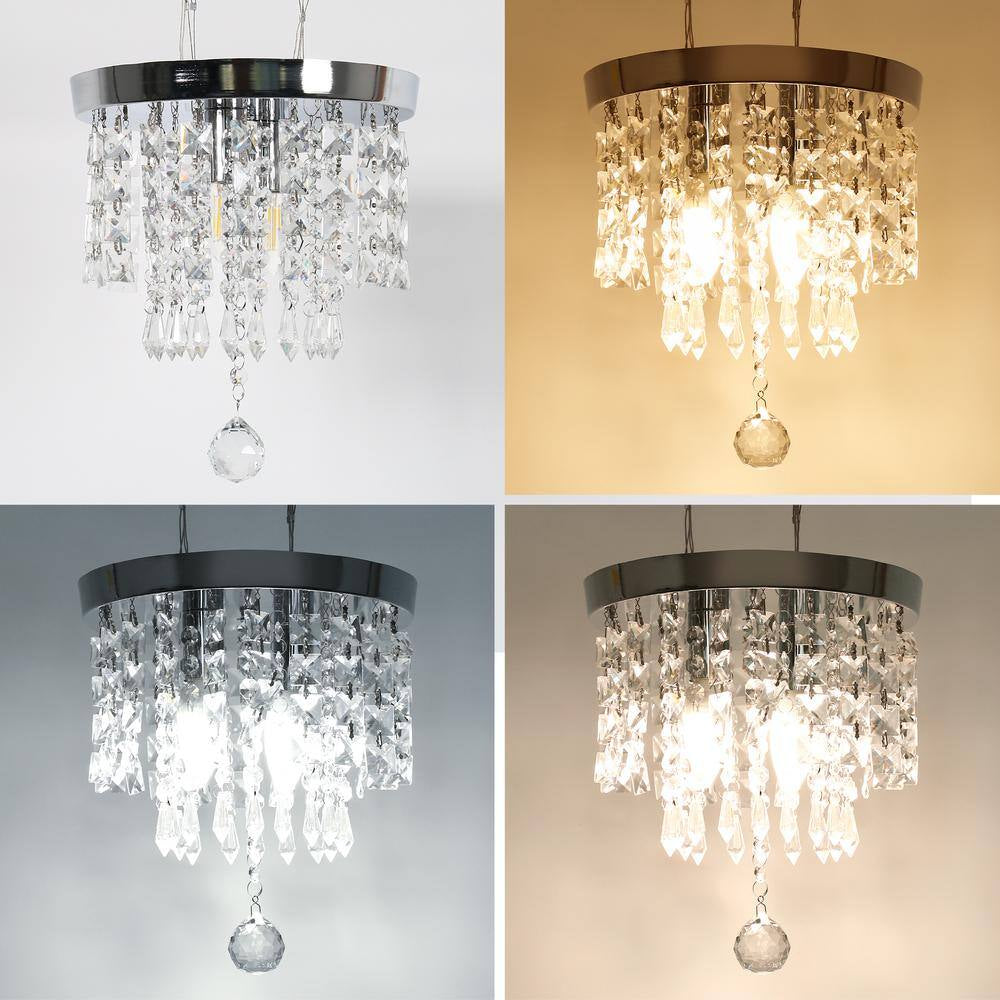 9 In. 2-Light Modern Crystal Kitchen Chandelier Ceiling Light,Chrome Crystal Raindrop Flush Mount for Hallway, Bedroom
