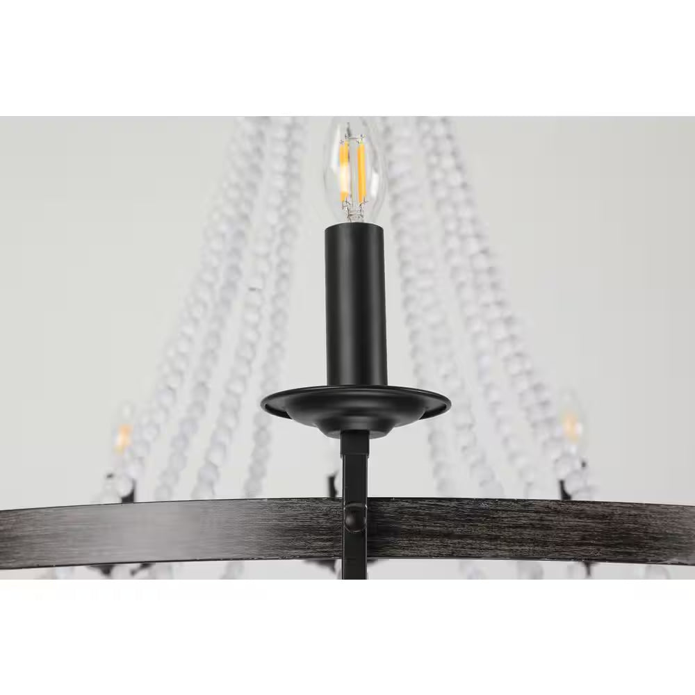 12-Light Rustic Candle Style Modern Industrial Chandelier Ambient Lighting for Dining Room Living Room Foyer