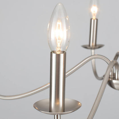 5-Light Nickel Farmhouse Chandeliers for Living Room Foyer Hallway Dining Room