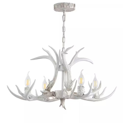 Eldora 26 In. Adjustable Resin Antler 4-Light White LED Chandelier