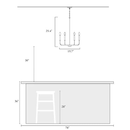 Industrial 6-Light Black Chandelier Classic Candlestick Island Light for Living Room, Kitchen Island, and Studio
