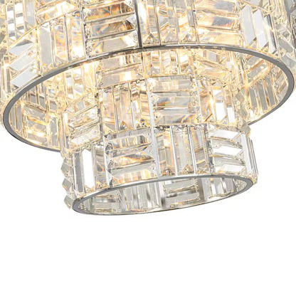 Luz 11-Light 3-Tier round Crystal Chandelier Chrome Finish round with Crystal for Living Room