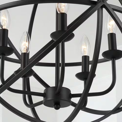 Sarolta Sands 5-Light Black Chandelier Light Fixture with Caged Globe Metal Shade