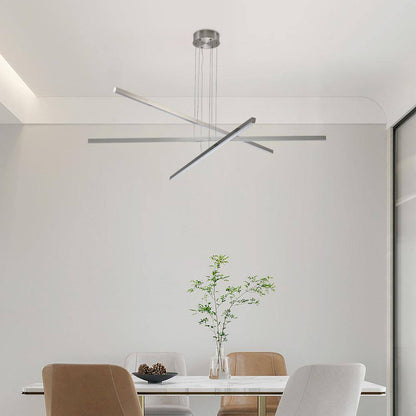 3-Lights Modern Sputnik Silver Chandelier Industrial Pendant Light Fixture Integrated LED, Indoor Hanging Lighting