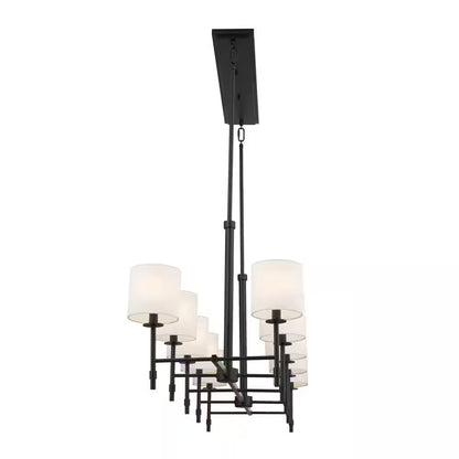 Ali 56.5 In. 10-Light Black Traditional Shaded Linear Chandelier for Dining Room