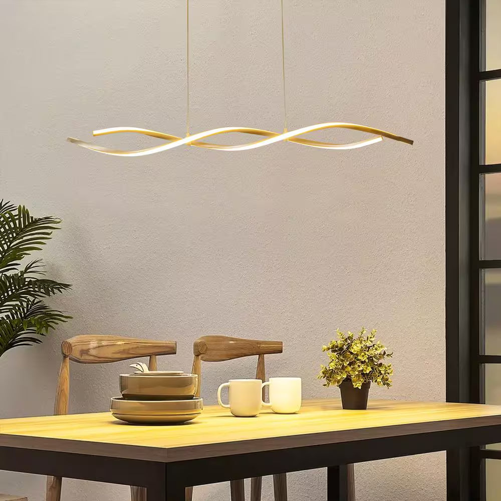 2-Light Silver Wave Spiral LED Chandelier