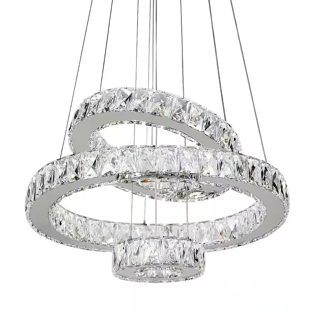 Jefferson 4 - Light Clear/Chrome Unique/Statement Geometric Integrated LED Chandelier Accents