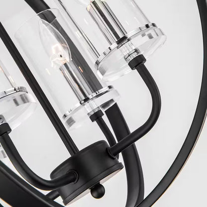 Springfield 4 -Light Shaded Globe Black Chandelier with Wrought Iron Accents