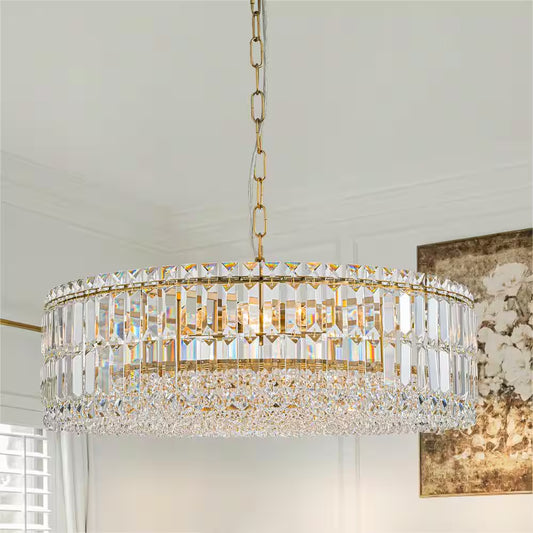 Orillia Modern 8-Light Gold round Glass Crystal Chandelier for Kitchen Island Dinning Table Living Room