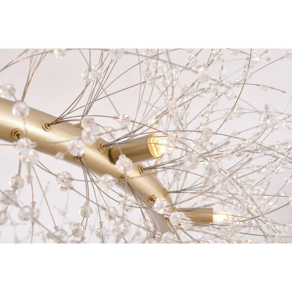 Elsa 12-Light Brushed Silver-Ish Champagne Beads Firework Chandelier