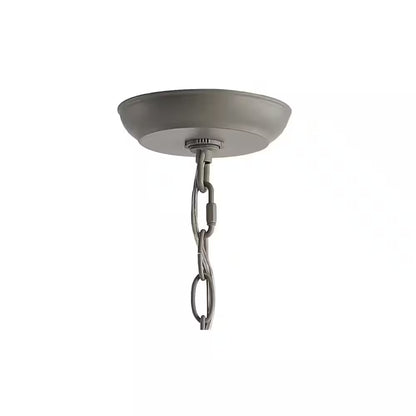 Rustica 6-Light 27 In. Grey/Natural Adjustable Greige Metal/Wood Bead LED Chandelier