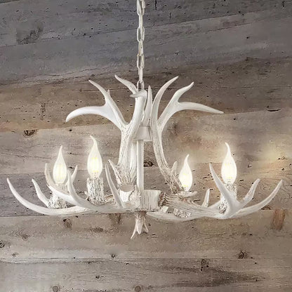 Eldora 26 In. Adjustable Resin Antler 4-Light White LED Chandelier