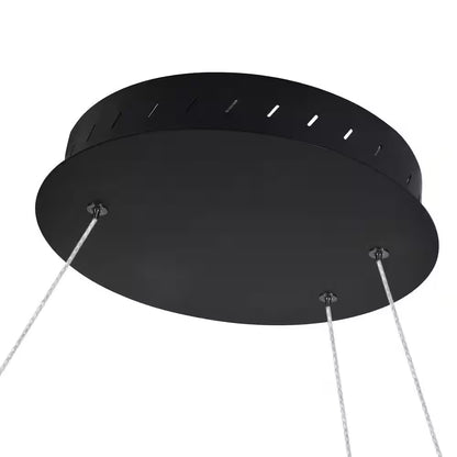 Capella 80-Watt ETL Certified Integrated LED Black Chandelier Height Adjustable 50 In. Pendant Light with 5 LED Circles