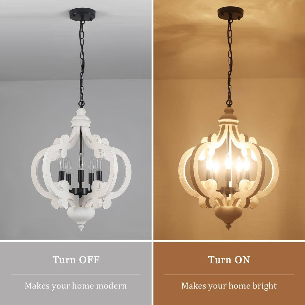 5-Light Black Cottage Chandelier Hanging Ceiling Lamp for Kitchen Island