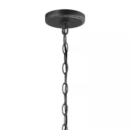 Conal 5-Light Weathered Gray Wagon Wheel Rustic Farmhouse Bell Candlestick Chandelier with Distressed Oak Finish Accents