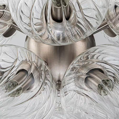 Josie 12-Light Nickel Modern Bubble Cluster Chandelier with Swirled Globe Glass