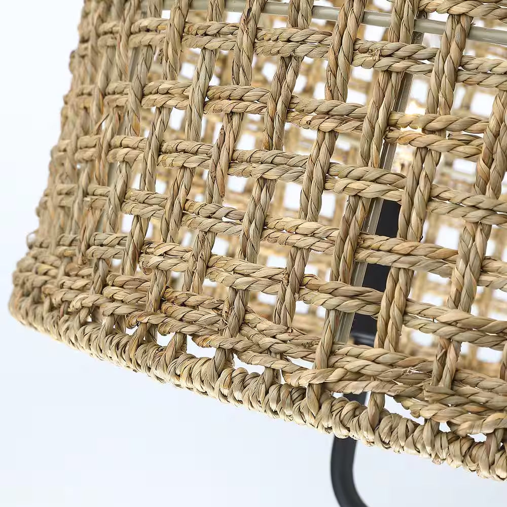 Cape 20 In. 4-Light Bohemian Drum Chandelier with Straw Hand Woven Shade