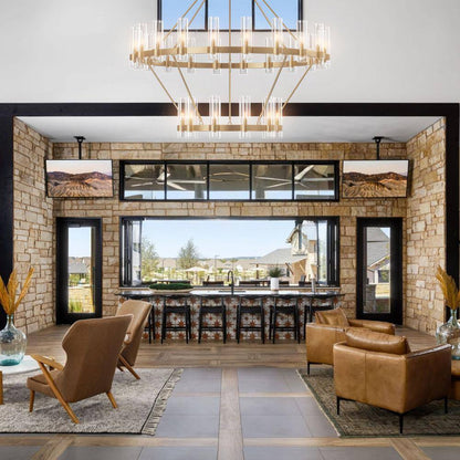 Modern Chandelier 60 In. 30-Light Gold Wagon Wheel Chandelier for Dinning Room, Foyer, Living Room, Staircase