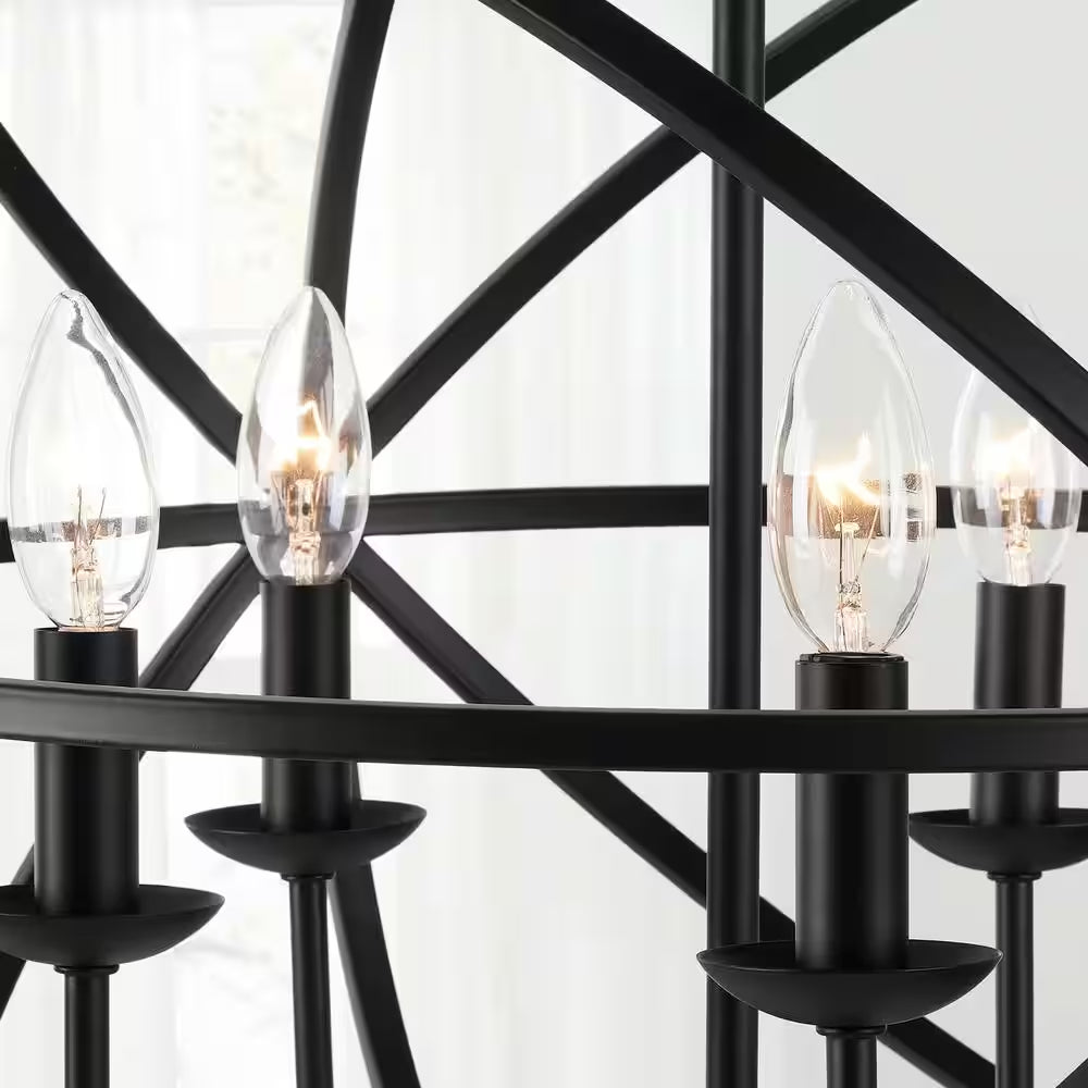 Sarolta Sands 5-Light Black Chandelier Light Fixture with Caged Globe Metal Shade