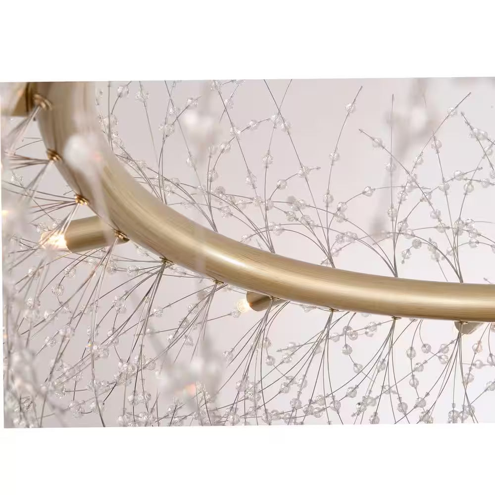 Elsa 12-Light Brushed Silver-Ish Champagne Beads Firework Chandelier