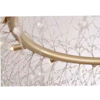 Elsa 12-Light Brushed Silver-Ish Champagne Beads Firework Chandelier
