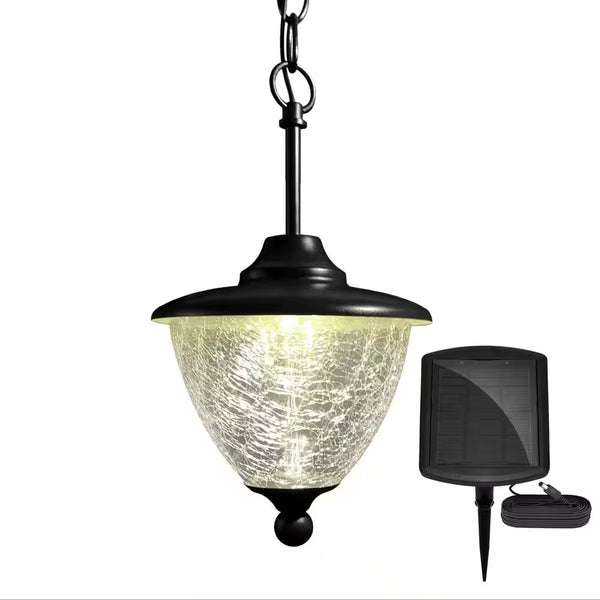 Eclipse 5-LED Outdoor Black Integrated LED Solar Hanging Chandelier