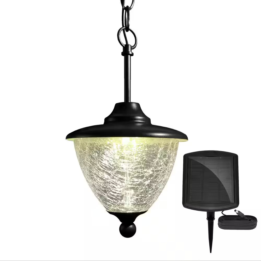 Eclipse 5-LED Outdoor Black Integrated LED Solar Hanging Chandelier