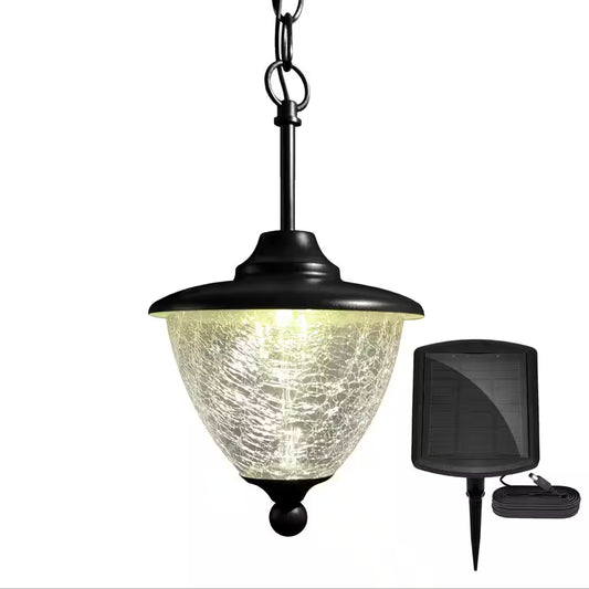 Eclipse 5-LED Outdoor Black Integrated LED Solar Hanging Chandelier