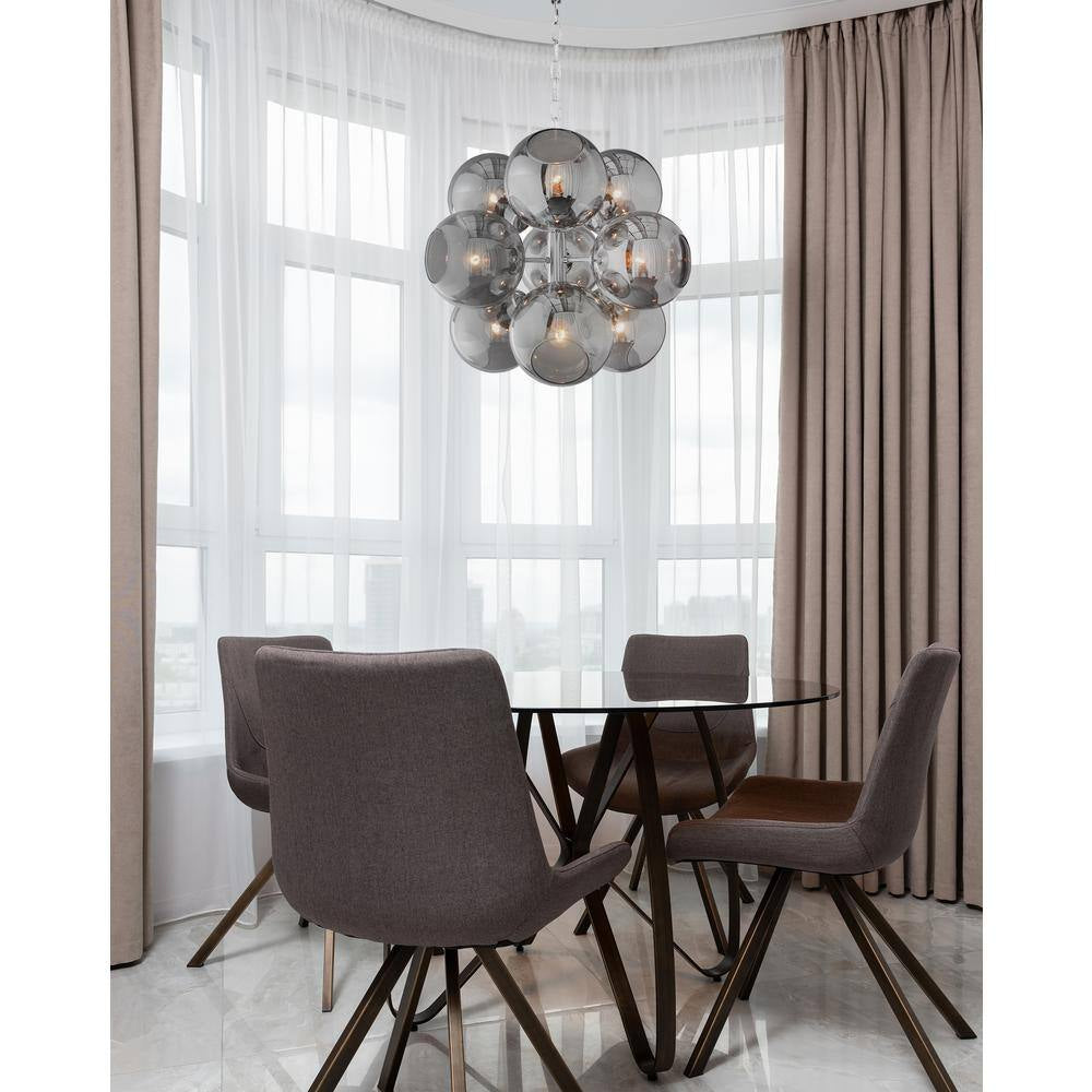 Acyee 9 Light Chrome and Smoke Glass Globe Chandelier for Living Room Hallway with No Bulbs Included