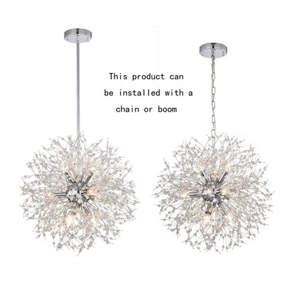 Garofano 9-Light Sputnik Modern Chrome Finish Globe Chandelier for Dining/Living Room, Bedroom, Foyer, Office