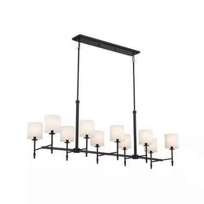 Ali 56.5 In. 10-Light Black Traditional Shaded Linear Chandelier for Dining Room