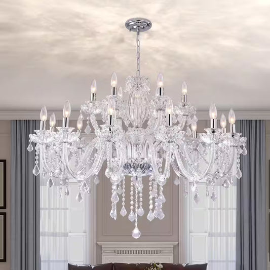 Atlanta 18-Light Clear Candle Style Classic/Traditional Chandelier with Crystal Accents