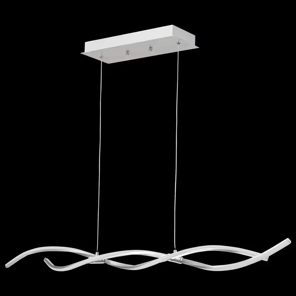 2-Light Silver Wave Spiral LED Chandelier