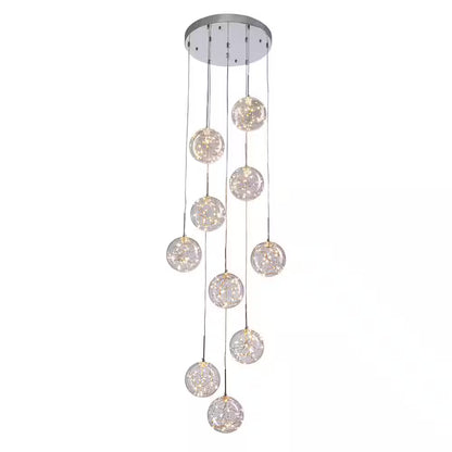 10-Light Chrome Modern LED Strip Chandelier with Clear Glass Shade for Foyer Entryway Lighting