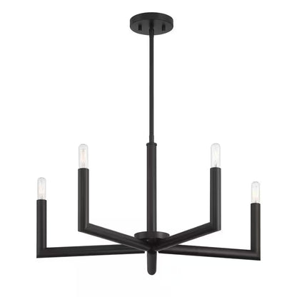 5-Light Matte Black Dimmable Contemporary Chandelier for Dining Room Kitchen Foyer