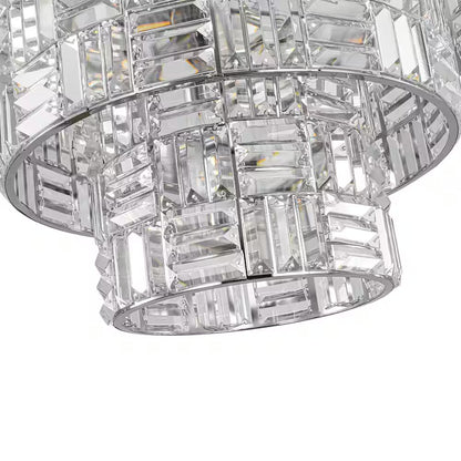 Luz 11-Light 3-Tier round Crystal Chandelier Chrome Finish round with Crystal for Living Room