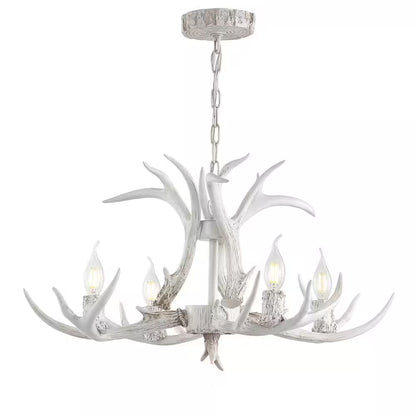 Eldora 26 In. Adjustable Resin Antler 4-Light White LED Chandelier